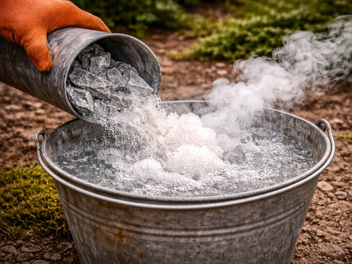 Куски карбида кальция на тарелке