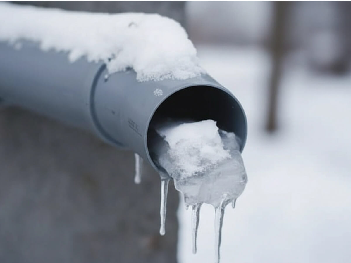 Замерз лед в трубе